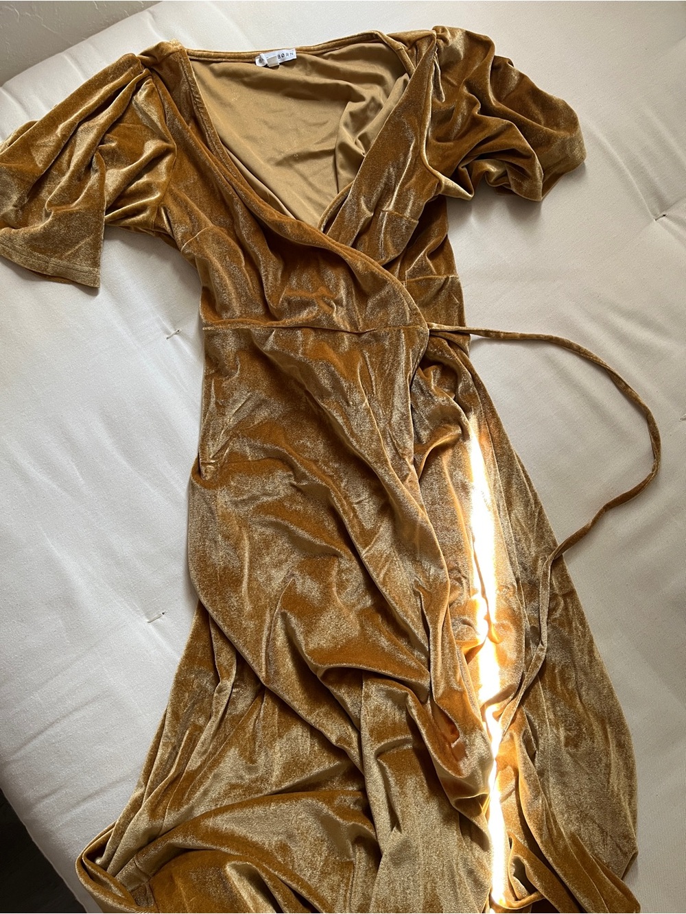 Baltic Born Velvet Wrap Dress in deep Gold